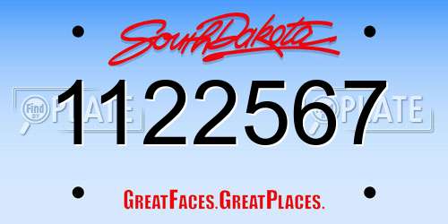 1122567 South Dakota License Plate