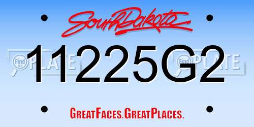 11225G2 South Dakota License Plate