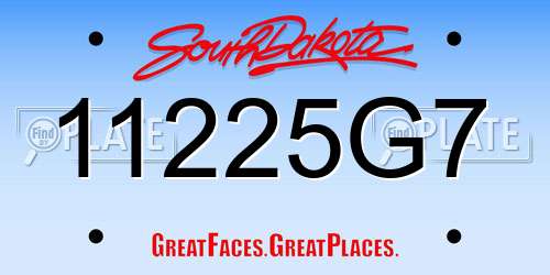 11225G7 South Dakota License Plate