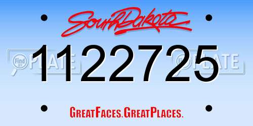 1122725 South Dakota License Plate