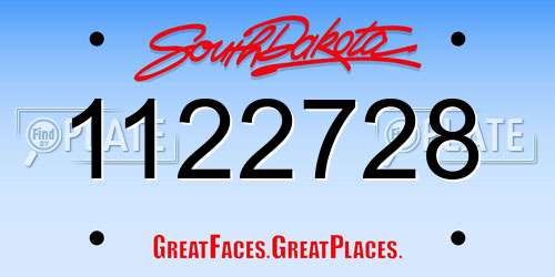 1122728 South Dakota License Plate