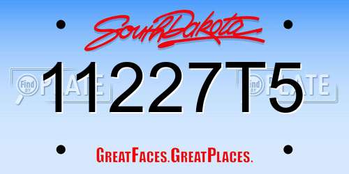 11227T5 South Dakota License Plate