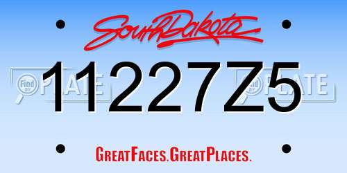 11227Z5 South Dakota License Plate
