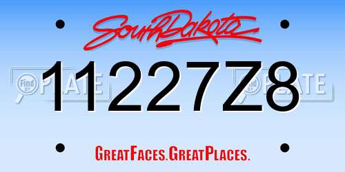 11227Z8 South Dakota License Plate