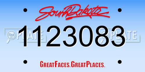 1123083 South Dakota License Plate