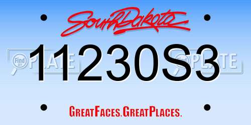 11230S3 South Dakota License Plate