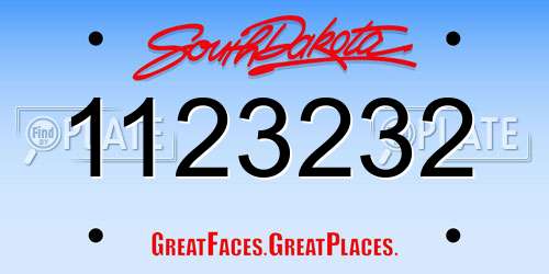 1123232 South Dakota License Plate