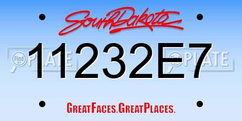 11232E7 South Dakota License Plate