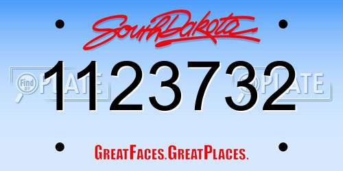 1123732 South Dakota License Plate