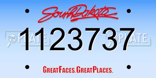 1123737 South Dakota License Plate