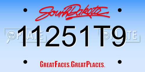 11251T9 South Dakota License Plate
