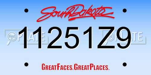 11251Z9 South Dakota License Plate