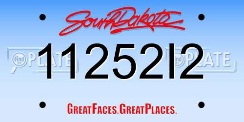 11252I2 South Dakota License Plate