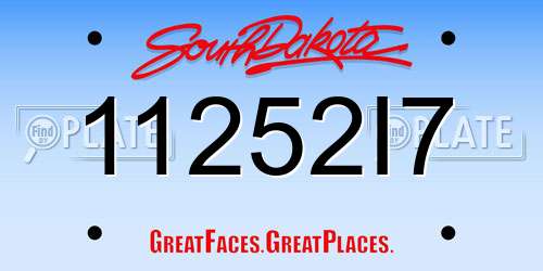 11252I7 South Dakota License Plate