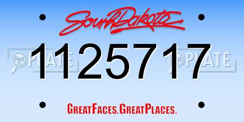 1125717 South Dakota License Plate