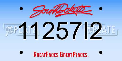 11257I2 South Dakota License Plate