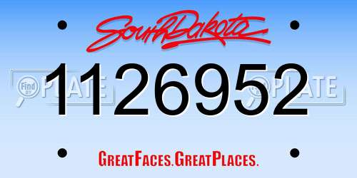 1126952 South Dakota License Plate