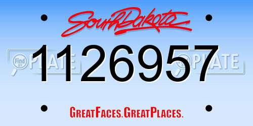 1126957 South Dakota License Plate