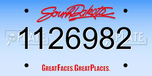 1126982 South Dakota License Plate