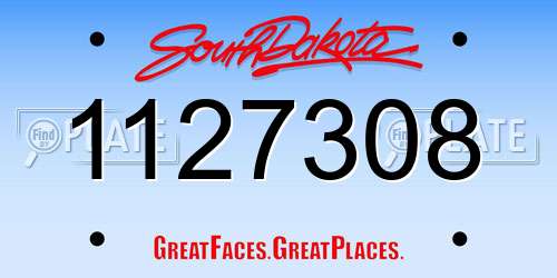 1127308 South Dakota License Plate