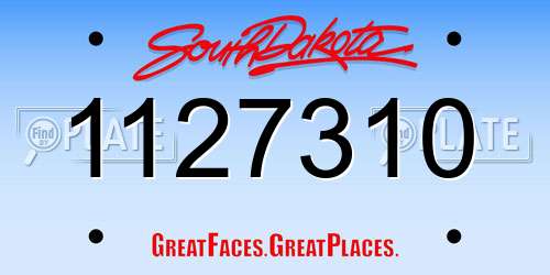 1127310 South Dakota License Plate