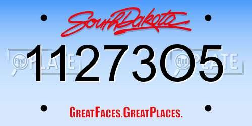 11273O5 South Dakota License Plate
