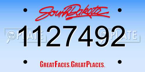 1127492 South Dakota License Plate