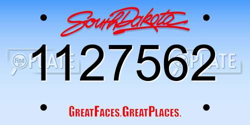 1127562 South Dakota License Plate