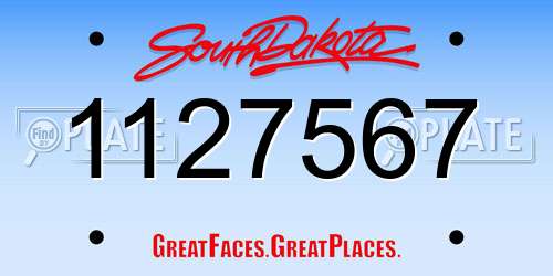 1127567 South Dakota License Plate