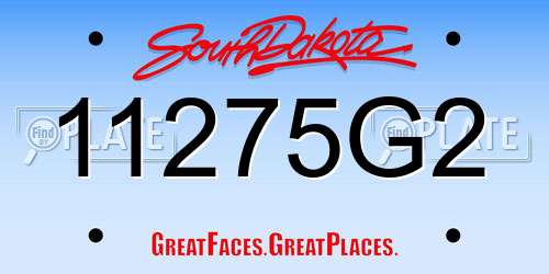 11275G2 South Dakota License Plate