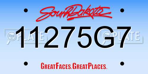 11275G7 South Dakota License Plate