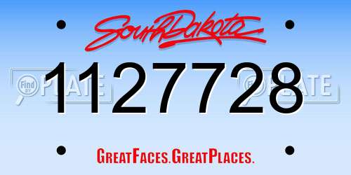 1127728 South Dakota License Plate