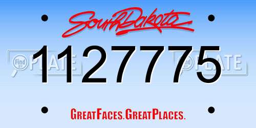 1127775 South Dakota License Plate