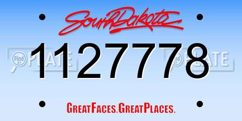 1127778 South Dakota License Plate
