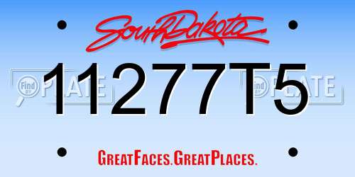 11277T5 South Dakota License Plate