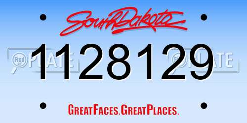 1128129 South Dakota License Plate