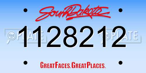 1128212 South Dakota License Plate
