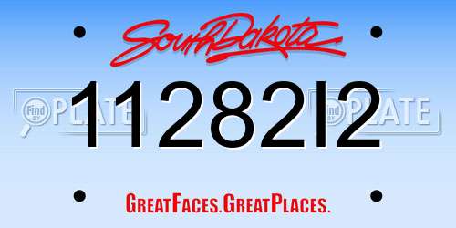 11282I2 South Dakota License Plate