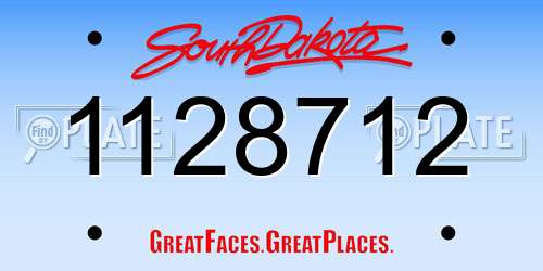 1128712 South Dakota License Plate