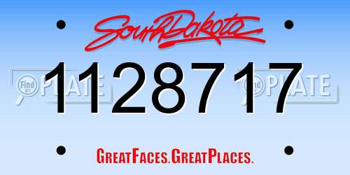 1128717 South Dakota License Plate