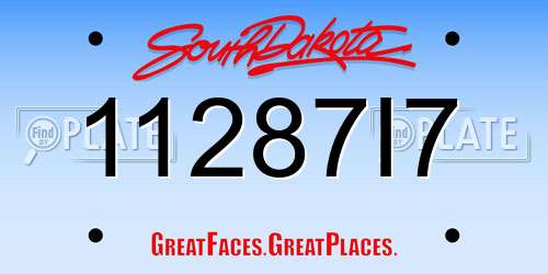 11287I7 South Dakota License Plate