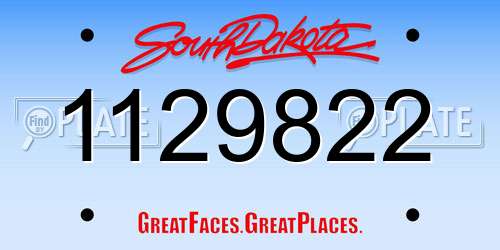 1129822 South Dakota License Plate