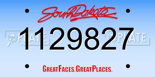 1129827 South Dakota License Plate