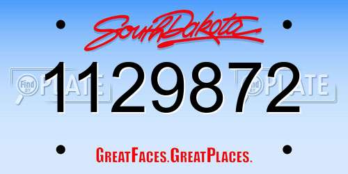1129872 South Dakota License Plate