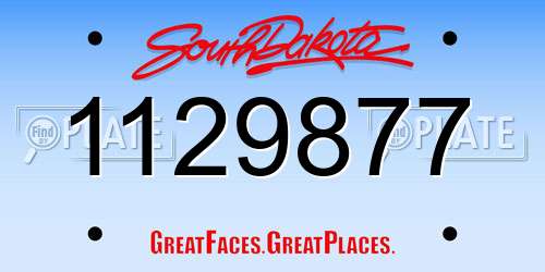 1129877 South Dakota License Plate