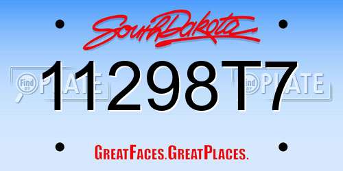 11298T7 South Dakota License Plate