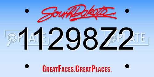 11298Z2 South Dakota License Plate