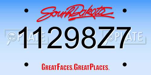 11298Z7 South Dakota License Plate