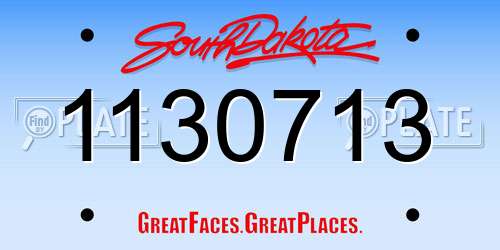 1130713 South Dakota License Plate