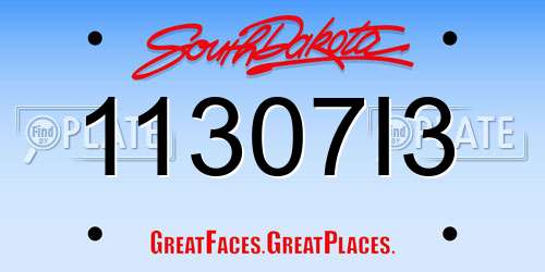 11307I3 South Dakota License Plate